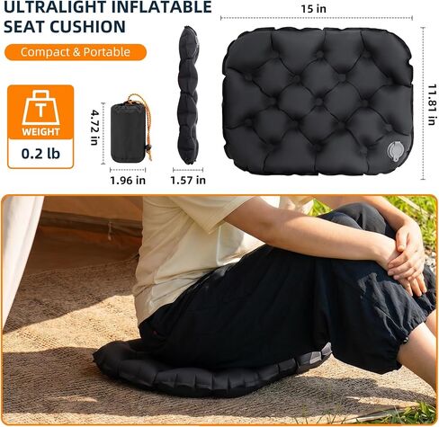 Inflatable Seat Cushion, Portable Airplane Seat Cushion for Long Flights Lightweight & Compact Bleacher Chairs Cushion Sit Pad for Air Travel Stadium Seat Outdoor Camping Backpacking Hiking in Kuwait