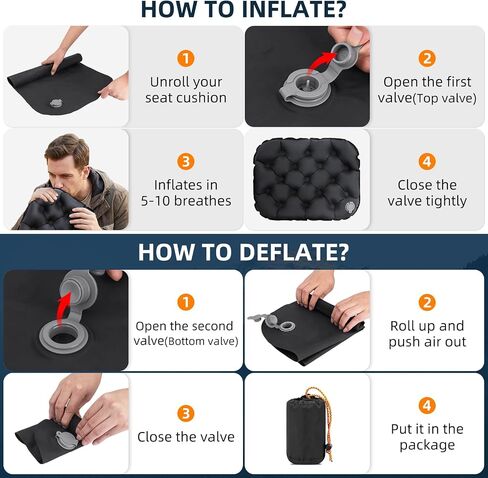 Inflatable Seat Cushion, Portable Airplane Seat Cushion for Long Flights Lightweight & Compact Bleacher Chairs Cushion Sit Pad for Air Travel Stadium Seat Outdoor Camping Backpacking Hiking in Kuwait