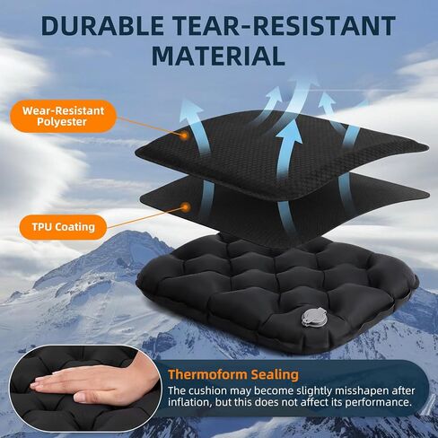 Inflatable Seat Cushion, Portable Airplane Seat Cushion for Long Flights Lightweight & Compact Bleacher Chairs Cushion Sit Pad for Air Travel Stadium Seat Outdoor Camping Backpacking Hiking in Kuwait
