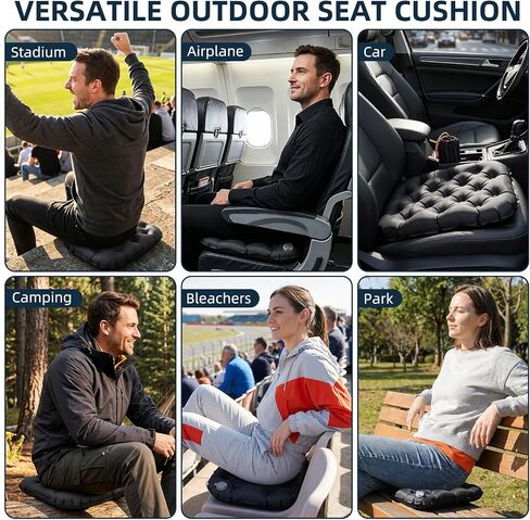 Inflatable Seat Cushion, Portable Airplane Seat Cushion for Long Flights Lightweight & Compact Bleacher Chairs Cushion Sit Pad for Air Travel Stadium Seat Outdoor Camping Backpacking Hiking in Kuwait