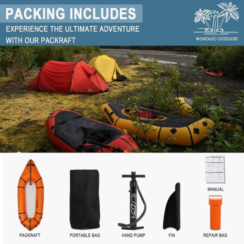 Packraft PVC نفخ السفر قوارب الكاياك مع أرضية غرزة قطرة لتجمع المياه المسطحة / الانجراف دراجة / زورق Litewater، 1 شخص، 7.7Ft in Kuwait