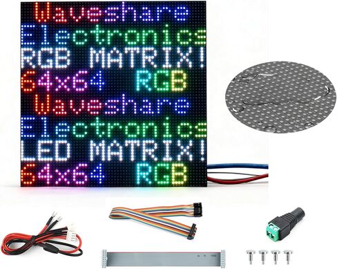 4096 64×64 RGB Full-Color LED Matrix Panel, 2mm Pitch Display Screen Compatible with Raspberry Pi 5/4B/Zero 2W/Zero/Pico 2W /Pico 2W, ESP32, Support Adjustable Brightness, Chainable, GOB-Waterproof in Kuwait