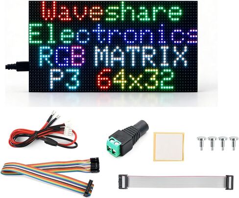 لوحة مصفوفة LED بالألوان الكاملة 2048 RGB، مسافة 3 مم، شاشة عرض 64 × 32 بكسل متوافقة مع Raspberry Pi 5/4B/Zero 2W/Zero/Pico 2W /Pico 2W، ESP32، تدعم السطوع القابل للتعديل، قابلة للتسلسل in Kuwait