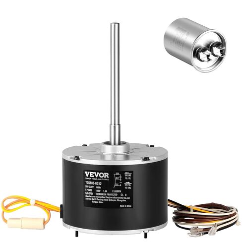 محرك مروحة مكثف مطور من VEVOR OEM، 1/4 حصان 1100 دورة في الدقيقة، بديل لـ ac GE Genteq Carrier Bryant Payne Dayton، 5KCP39EGS070S، 5KCP39EGY823S، 3905، HC39GE237، 6DLL0، دوار قابل للعكس + مكثف in Kuwait