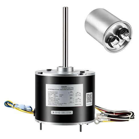 محرك مروحة مكثف مطور من VEVOR OEM، 1/4 حصان 1100 دورة في الدقيقة، بديل لـ ac GE Genteq Carrier Bryant Payne Dayton، 5KCP39EGS070S، 5KCP39EGY823S، 3905، HC39GE237، 6DLL0، دوار قابل للعكس + مكثف in Kuwait