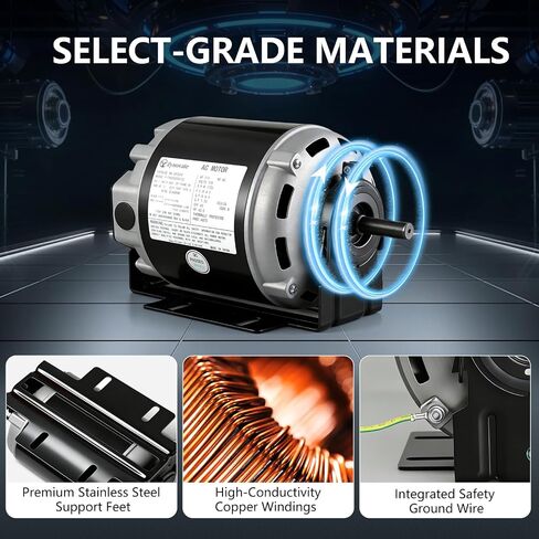 GF2034 Blower Motor, 1/3 HP 115V 60Hz 1725RPM 48 Frame, Belt Drive Compatible with Packard 45013, AO Smith/Century 316P169, Emerson 8100, GE BF-4706, Universal 805, Baldor RSP2442, Carrier HC41DE114 in Kuwait