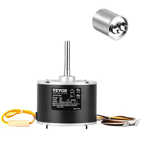 محرك مروحة مكثف مطور من VEVOR OEM، 1/4 حصان 1100 دورة في الدقيقة، بديل لـ ac GE Genteq Carrier Bryant Payne Dayton، 5KCP39EGS070S، 5KCP39EGY823S، 3905، HC39GE237، 6DLL0، دوار قابل للعكس + مكثف in Kuwait
