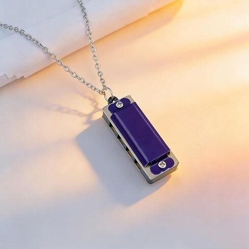 Necklace Harmonica Mini Four-Hole Eight-Tone Playable Pendant For Travel, Parties Everyday Fashion Accessory, Purple in Kuwait