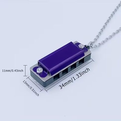 Necklace Harmonica Mini Four-Hole Eight-Tone Playable Pendant For Travel, Parties Everyday Fashion Accessory, Purple in Kuwait