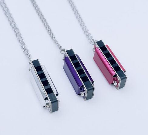 Necklace Harmonica Mini Four-Hole Eight-Tone Playable Pendant For Travel, Parties Everyday Fashion Accessory, Purple in Kuwait