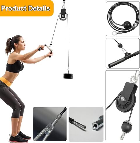 Fitness Replacement Cable Kit - 32.8Ft 5.0mm PU Coated Steel Wire Rope with 17 Pcs Accessories (Snap Hooks, Pulley, Thimble, Clamps) for LAT Pulldown, Low Row Home Gym Machine in Kuwait