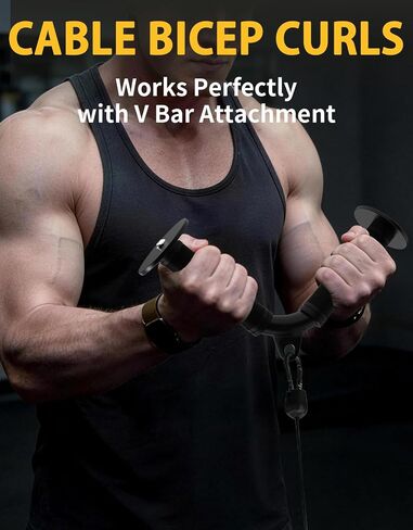 Tricep V Bar Cable Attachment, Non-Slip Rubber Grip Tricep Bar for Gym Cable Machine, Tricep Pull Down Attachment for Arm Training in Kuwait