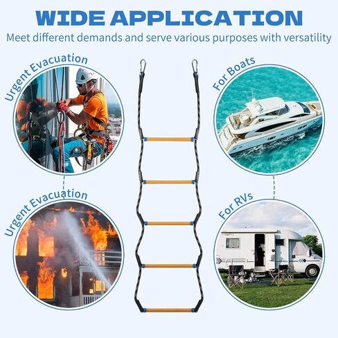 5 Step Boat Rope Ladder Heavy Duty Foldable Marine Rope Ladder with Storage Bag Portable Marine Boarding Tool for Inflatable Boat Kayak Pontoon Motorboat Canoeing and Outdoor Watercraft in Kuwait