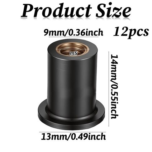12 Pcs Universal M5 Well Nuts, M5 Rubber Well Nuts, Expansion Well Nut with Embedded Steel Thread Insert Neoprene Expansion Brass Nut for Canoe, Boat, Kayak in Kuwait