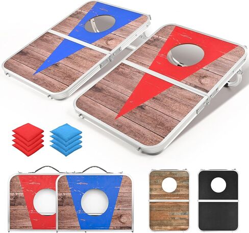 ROPODA Portable Cornhole Board Set,24x16 / 30×20in Corn Hole Games for Adults with 8 Bean Bags, Lightweight Aluminum Alloy Edging Cornhole Set for Outdoor Games, Beach and Tailgates in Kuwait