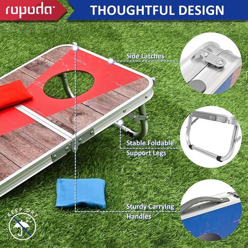 ROPODA Portable Cornhole Board Set,24x16 / 30×20in Corn Hole Games for Adults with 8 Bean Bags, Lightweight Aluminum Alloy Edging Cornhole Set for Outdoor Games, Beach and Tailgates in Kuwait