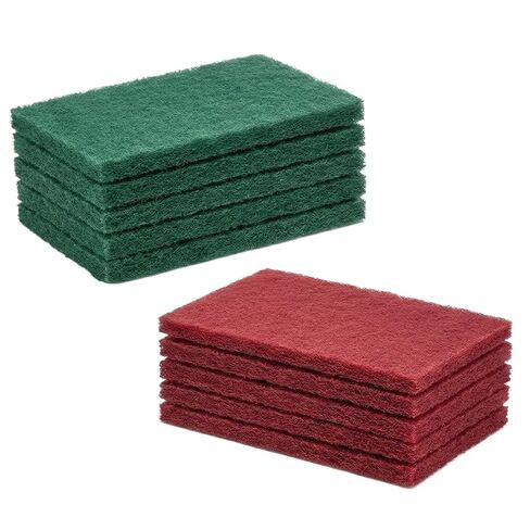 10-Pack Scuff Pads, 5 Green 180 Grit + 5 Red 400 Grit, Non-Woven Aluminum Oxide Sanding Pads for Wet/Dry Surface Prep, Cleaning, Finishing, Automotive, Wood & Metal (150x100mm) in Kuwait