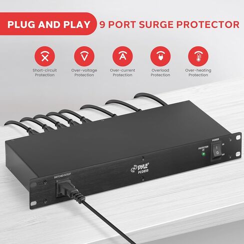 Pyle 10 Outlet 2000W Power Sequencer Rack Mount Pro Audio Supply Controller with PDU Power Strip Surge Protector in Saudi Arabia