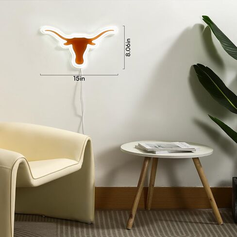 لافتة نيون LED مرخصة رسميًا من الرابطة الوطنية لرياضة الجامعات بالولايات المتحدة الأمريكية (NCAA Texas Longhorns)، مقاس 15 بوصة × 8.06 بوصة - مثالية للمعجبين والخريجين in Kuwait