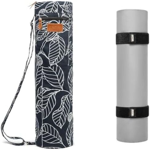 Yoga Essentials Starter Bundle — Canvas Yoga Mat Bag with Adjustable Strap & Pockets + 2-Pack Heavy-Duty Elastic Mat Straps for Pilates Studio Gym Travel, Lightweight Set for Women & Men in Kuwait