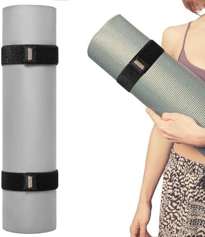 Yoga Essentials Starter Bundle — Canvas Yoga Mat Bag with Adjustable Strap & Pockets + 2-Pack Heavy-Duty Elastic Mat Straps for Pilates Studio Gym Travel, Lightweight Set for Women & Men in Kuwait
