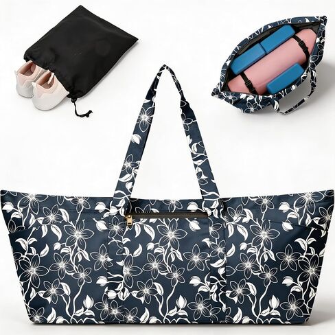 Women's Yoga Bag with Yoga Mat Carrier - Large Mat Pocket Fitness Tote for Pilates, Gym, Travel, Office & Beach in Kuwait