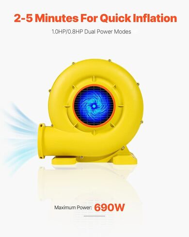 منفاخ Happybuy القابل للنفخ، يتميز بخيارات طاقة 680 وات و750 وات مع محرك بقوة 1.0 حصان. هذه المضخة التجارية، تعمل بسرعة 3400 دورة في الدقيقة كحد أقصى. أصفر. in Kuwait