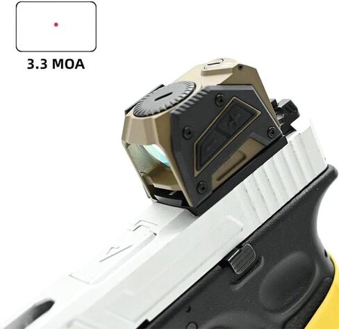 3.3 MOA Motion-Activated Mini Red Dot Compact Reflex Sight，FMC Lens Optics Scope，8 Day & 2 Night Brightness，with MOS/RMR Footprint Plates Base & 20mm Rail Riser Mount，Tan in Kuwait