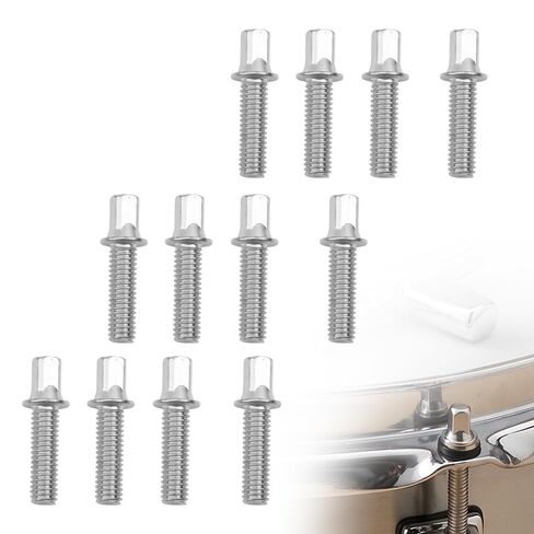 M6 x 20mm Drum Key Bolts, 12 Pcs Key Screw Drum Set Hardware Bass Drum Screw Replacement Supply for Percussion Repair and Maintenance Essential Drum Hardware Accessories, Silvery in Kuwait