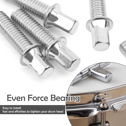 M6 x 20mm Drum Key Bolts, 12 Pcs Key Screw Drum Set Hardware Bass Drum Screw Replacement Supply for Percussion Repair and Maintenance Essential Drum Hardware Accessories, Silvery in Kuwait