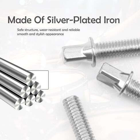 M6 x 20mm Drum Key Bolts, 12 Pcs Key Screw Drum Set Hardware Bass Drum Screw Replacement Supply for Percussion Repair and Maintenance Essential Drum Hardware Accessories, Silvery in Kuwait