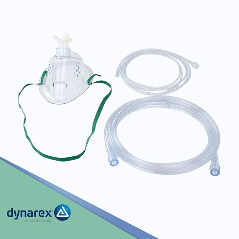 Dynarex 33081 Oxygen CO2 Elongated Mask with CO2 Sampling Line with Filter, Male/Male, Pediatric, 7' Tubing, Pack of 25 in Kuwait