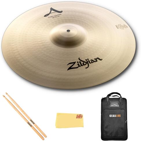 Zildjian A0223 16" A Thin Crash Cymbal | Bundle with Drumsticks, Drumstick Bag, and Austin Bazaar Polishing Cloth in Kuwait