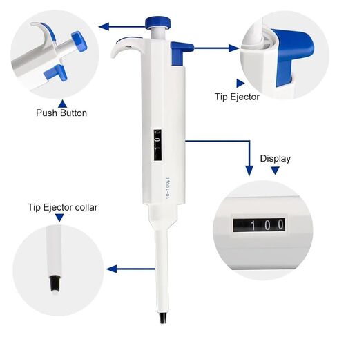 Pipette, Pipette, 10-100uL Single-Channel Pipettors Adjustable Variable Volume Pipettes in Kuwait