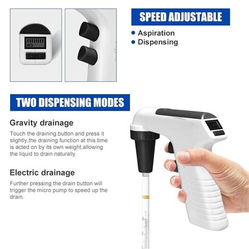 Pipette, Pipette, Lab Electronic Controller Pipettor Aid Pump 0.1-100ml Capacity Range 6 Adjustable Speed Filler in Saudi Arabia