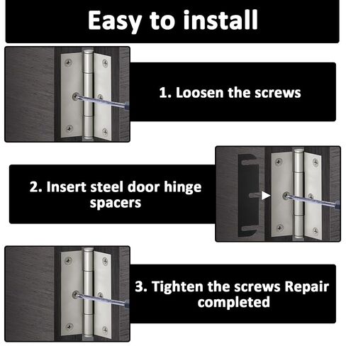 10 PCS Door Hinge Shims 3.5 Inch Black, ABS Plastic Door Shims Repair Kit for Doors Alignment, Adjusting Spacing to Fix Sagging, Misaligned Doors in Kuwait