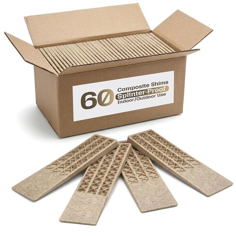 Composite Wood Shims for Leveling & Spacing - Moisture-Resistant & Precision-Molded - Durable Injection-Molded Polypropylene & Wood Fiber - Consistent Sizing for Indoor/Outdoor Use - 60-Pack in Kuwait