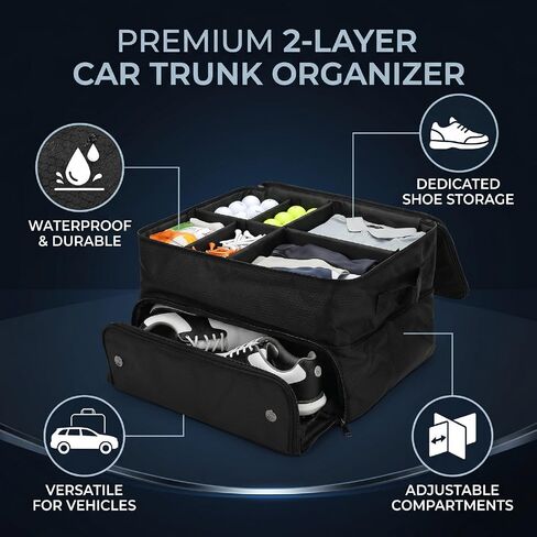 Diydeg Golf Trunk Organizer, Oxford Fabric Water Proof Car Trunk Locker with Separate Ventilated Compartment for Shoe Storage, for Balls, Clothes, Tees and Gloves in Kuwait