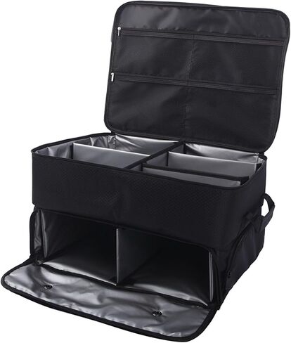 Golfer Trunk Organizer, Foldable 45x34x26cm Holds 2 Pairs Shoes 2 Outfits Gear Storage 4 Compartment Dual Layer for Car SUV Travel Tournament Trips in Kuwait