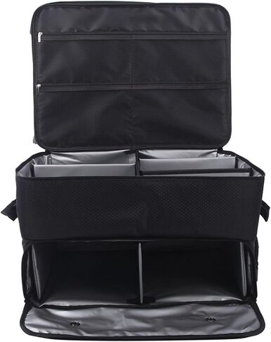RiToEasysports Golfer Trunk Organizer, Foldable Portable Car Storage Bag with 4 Compartments for Clothes Shoes Accessories in Kuwait