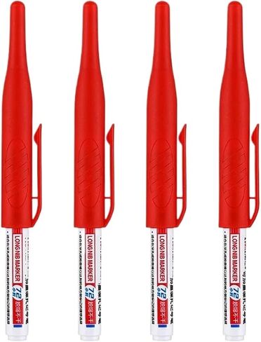 Nib Head Markers Deep Hole Long Nib Scriber 4Pcs/Set 32mm Large Capacity Long Deep Head Markers for Metal Perforating Pen Water.Proof Bathroom Woodworking Decoration(4Pcs Mix Color Set) in Kuwait