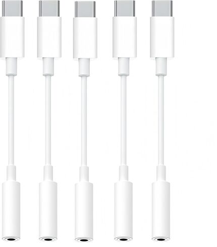 5 Pack Usbc to 3.5mm Jack Audio Adapter,The Headphone Adapter to USB C Compatible with iPhone 17/16/15 Series,Samsung Galaxy S25,S24,S23 Ultra,Note 20,iPad Pro,MacBook,Pixel XL and More in Kuwait