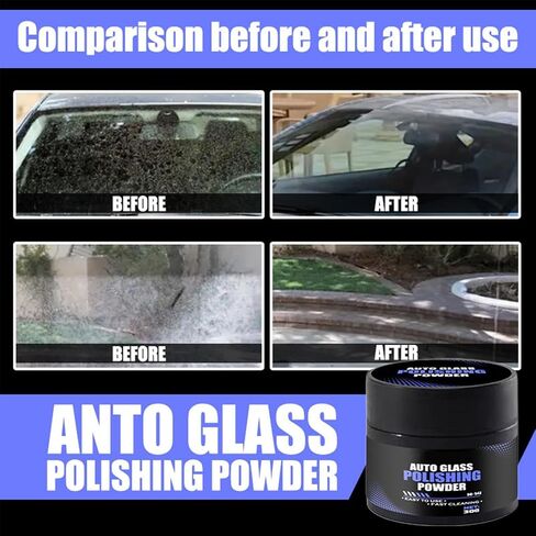 Car Glass Cleaning Powder | Waterproof Scratch Remover Restorer | Glass Repair Oil Film Polishing Powder,for Men Dad Husband Son Adults Family Truck SUV Windshield Window Mirror in Kuwait