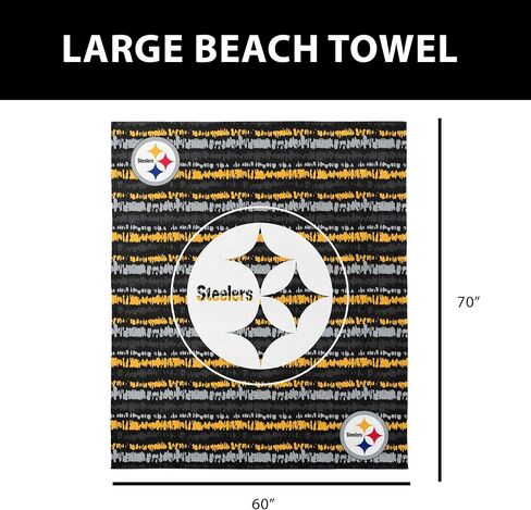 Northwest NFL Pittsburgh Steelers Oversized Microfiber Beach Towel, 60 x 70 Inches – Quick Dry, Sand Resistant, Lightweight, Highly Absorbent, Shibori Design in Kuwait