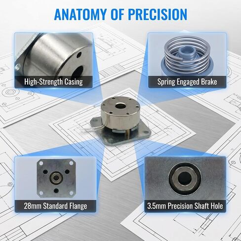 Electromagnetic Spring Brake for 28mm NEMA 11 Stepper Motor - 12V 24V DC, 3.5mm Round Shaft Hole, 28x28mm Square Flange, Power Off Brake (24, Volts) | DC Permanent Magnet Step Motor Brake Machine Driver Electromagnetic brake in Saudi Arabia