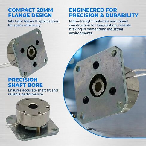 Electromagnetic Spring Brake for 28mm NEMA 11 Stepper Motor - 12V 24V DC, 3.5mm Round Shaft Hole, 28x28mm Square Flange, Power Off Brake (24, Volts) | DC Permanent Magnet Step Motor Brake Machine Driver Electromagnetic brake in Saudi Arabia