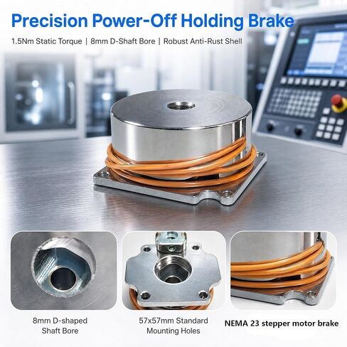 57mm Nema 23 Stepper Motor Permanent Magnet Brake, 12V 24V DC, 57x57mm Frame 1.5Nm, 8mm D Shaft Power Off Electromagnetic Brake, (24, Volts) | 57mm Nema 23 Stepper Motor Permanent Magnet Brake Power Off Electromagnetic Brake in Saudi Arabia