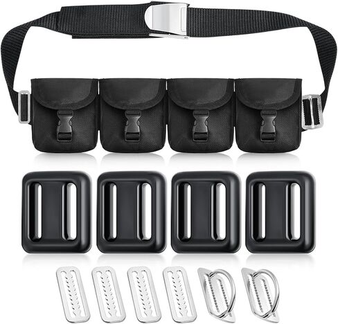 Tellegloww 15 Pcs Scuba Weight Belt Set with 4 Coated Lead Weights, Nylon Quick-Release Belt, Weight Pouches, Keepers & D-Ring Holders for Freediving Spearfishing Snorkeling in Saudi Arabia