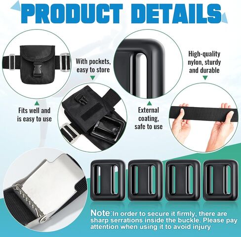 Tellegloww 15 Pcs Scuba Weight Belt Set with 4 Coated Lead Weights, Nylon Quick-Release Belt, Weight Pouches, Keepers & D-Ring Holders for Freediving Spearfishing Snorkeling in Saudi Arabia