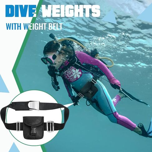 Tellegloww 15 Pcs Scuba Weight Belt Set with 4 Coated Lead Weights, Nylon Quick-Release Belt, Weight Pouches, Keepers & D-Ring Holders for Freediving Spearfishing Snorkeling in Saudi Arabia